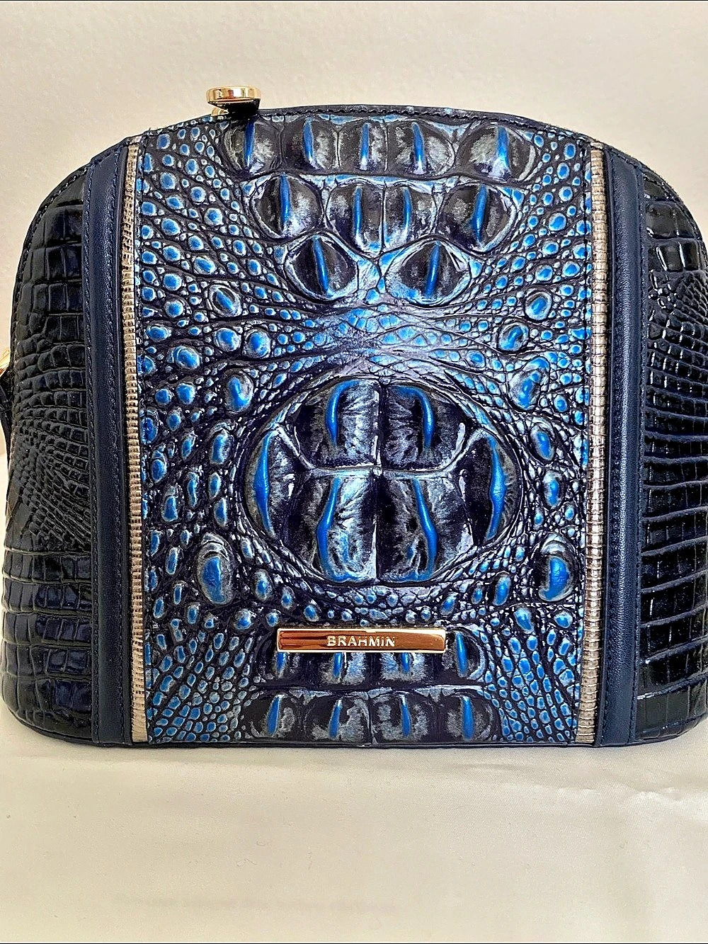 Brahmin Small Georgina Kyanite Crossbody Embossed Bag Blue NWT
